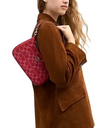 Coach Teri Shoulder Bag In Signature Denim True Red