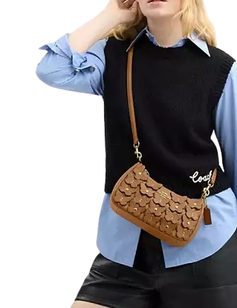 Coach Teri Shoulder Bag With Butterfly Applique Honey Brown