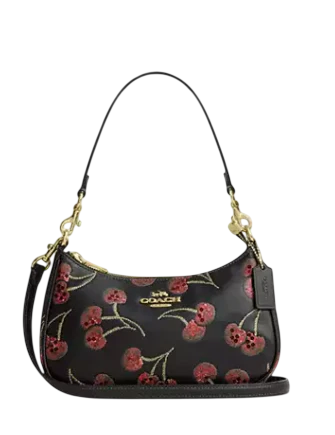 Coach Teri Shoulder Bag With Cherry Print Black