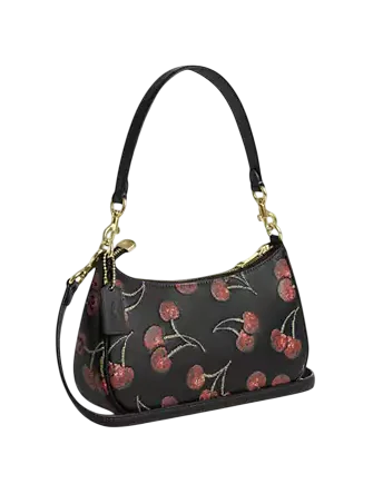 Coach Teri Shoulder Bag With Cherry Print Black