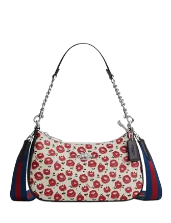 Coach Teri Shoulder Bag With Floral Print Chalk Black