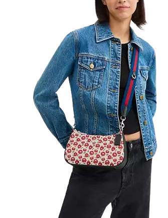 Coach Teri Shoulder Bag With Floral Print Chalk Black