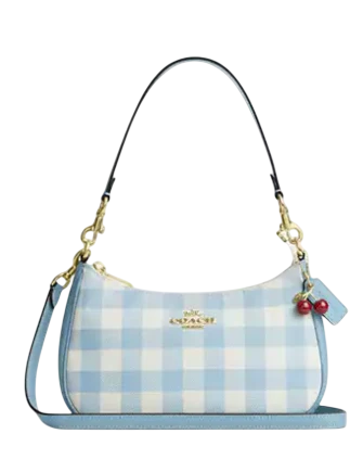 Coach Teri Shoulder Bag With Gingham Print And Charm
