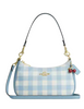 Coach Teri Shoulder Bag With Gingham Print And Charm Blue White