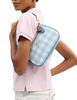 Coach Teri Shoulder Bag With Gingham Print And Charm Blue White