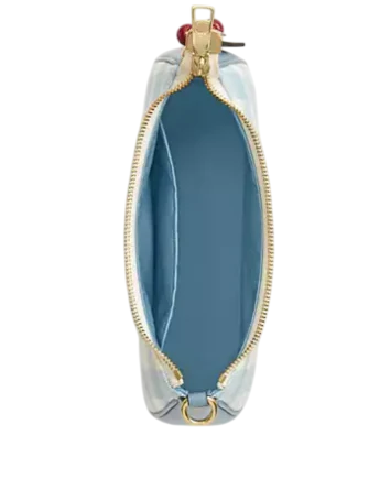 Coach Teri Shoulder Bag With Gingham Print And Charm Blue White