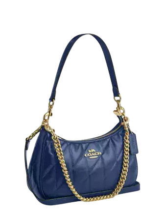 Coach Teri Shoulder Bag With Quilting Deep Blue