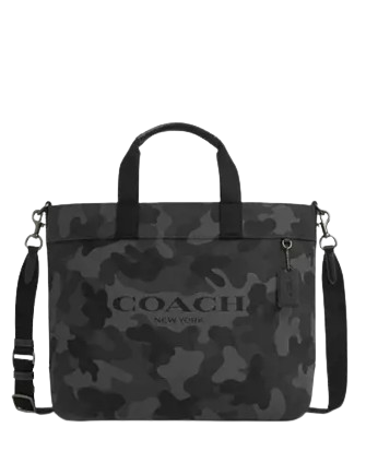 Coach Tote Bag 38 With Camo Print Grey