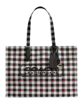Coach Tote Bag With Gingham Print Black