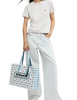 Coach Tote Bag With Gingham Print Blue
