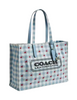 Coach Tote Bag With Gingham Print Blue