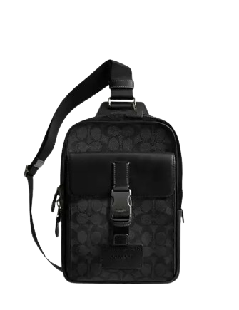 Coach Track Pack In Signature Canvas Charcoal Black