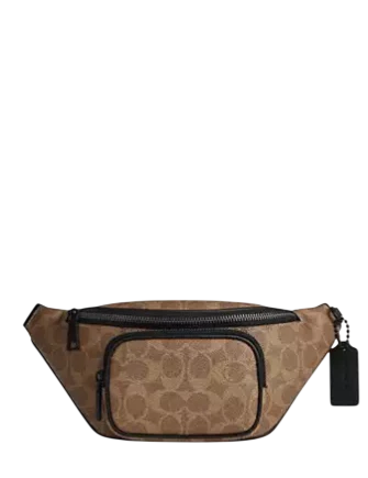 Coach Travis Belt Bag 30 In Signature Canvas Tan Black