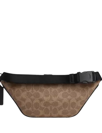 Coach Travis Belt Bag 30 In Signature Canvas Tan Black
