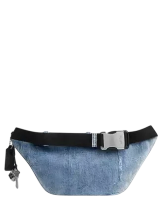 Coach Travis Belt Bag 35 In Loved Denim With Charms Light Indigo