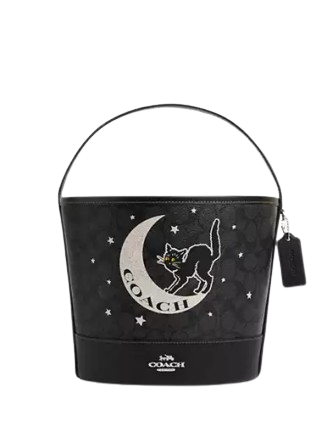 Coach Trick Or Treat Bucket In Signature Canvas With Halloween Graphic Charcoal Black