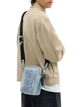 Coach Tristan Crossbody Bag 14 In Loved Signature Denim With Charms Light Indigo