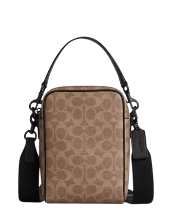 Coach Tristan Crossbody Bag 14 In Signature Canvas Tan Black