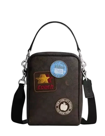 Coach Tristan Crossbody Bag 14 In Signature Canvas With Patches