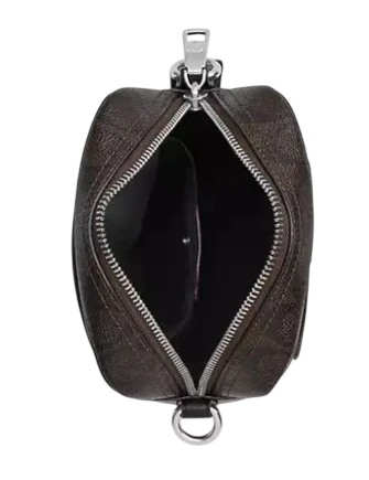 Coach Tristan Crossbody Bag 14 In Signature Canvas With Patches Walnut Black