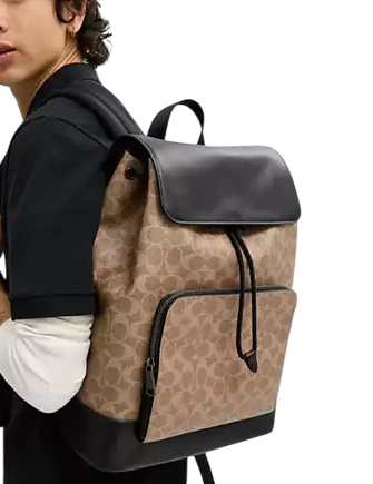Coach Turner Backpack In Signature Canvas Tan Black