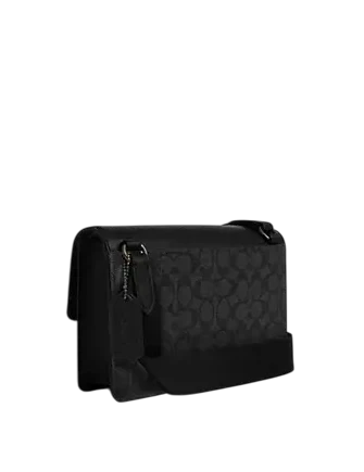 Coach Turner Flap Crossbody Bag In Signature Canvas Charcoal Black