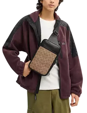 Coach Turner Pack In Signature Canvas Tan Black