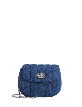 Coach Turnlock Card Case With Quilting Denim