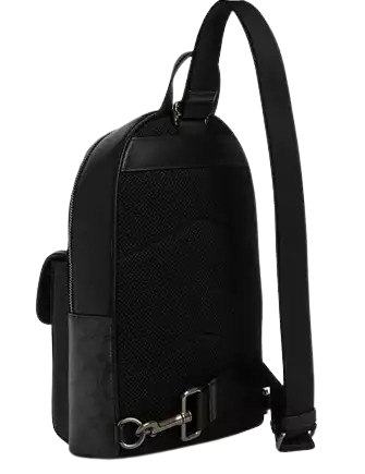 Coach Turnlock Sling Pack In Signature Canvas Charcoal Black