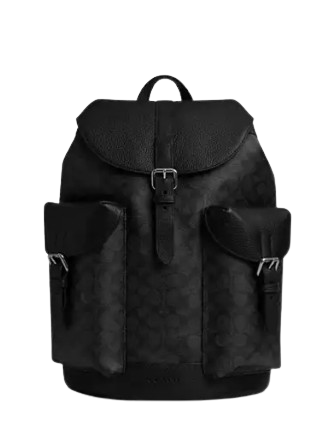 Coach Warner Backpack In Signature Canvas Charcoal Black