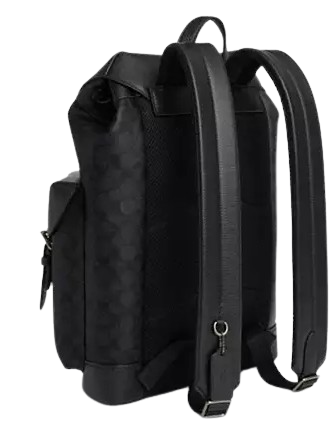 Coach Warner Backpack In Signature Canvas Charcoal Black