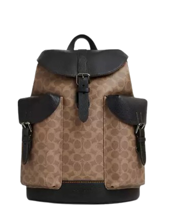Coach Warner Backpack In Signature Canvas Tan Black