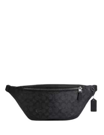 Coach Warren Belt Bag In Signature Canvas Charcoal Black
