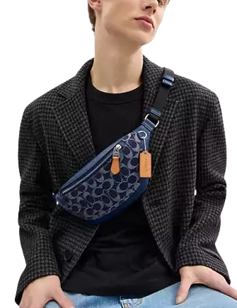 Coach Warren Mini Belt Bag In Signature Denim Denim Deep Blue