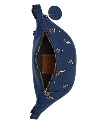 Coach Warren Mini Belt Bag With Baseball Print Deep Blue