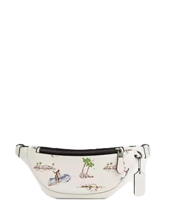 Coach Warren Mini Belt Bag With Surf Print Chalk