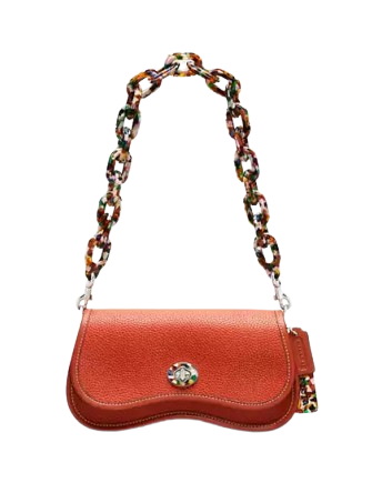 Coach Wavy Dinky Bag In Coachtopia Leather Deep Orange