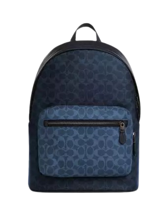 Coach West Backpack In Blocked Signature Canvas Denim Light Denim 