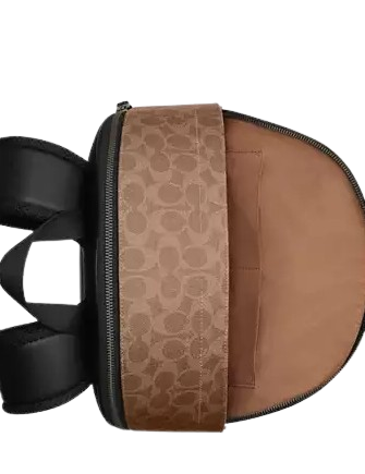 Coach West Backpack In Blocked Signature Canvas Sand Tan