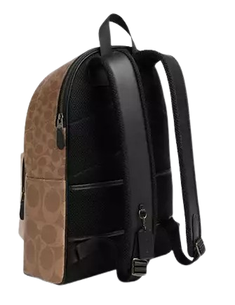Coach West Backpack In Blocked Signature Canvas Sand Tan
