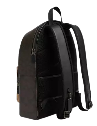 Coach West Backpack In Blocked Signature Canvas Walnut Tan