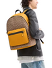 Coach West Backpack In Colorblock Signature Canvas Tan Buttercup