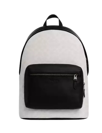 Coach West Backpack In Signature Canvas Chalk Black