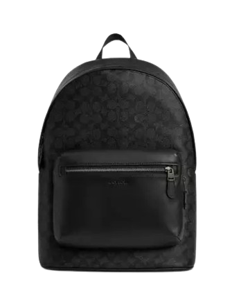 Coach West Backpack In Signature Canvas Charcoal Black