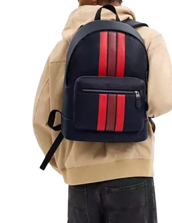 Coach West Backpack With Varsity Stripe  Midnight Navy