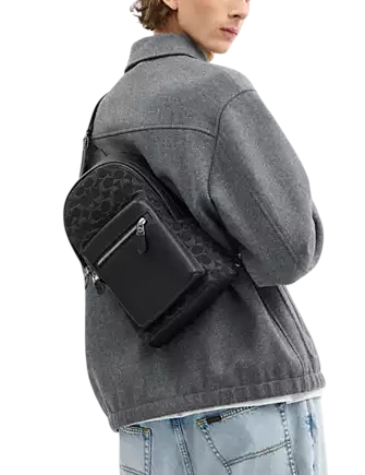 Coach West Pack In Signature Denim Black