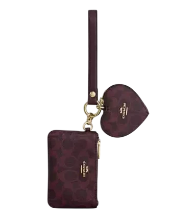 Coach Wristlet And Heart Pouch In Signature Canvas