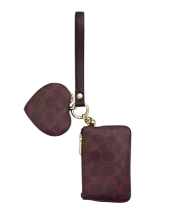 Coach Wristlet And Heart Pouch In Signature Canvas Black Current