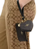 Coach Wristlet And Heart Pouch In Signature Canvas With Charm Walnut Black