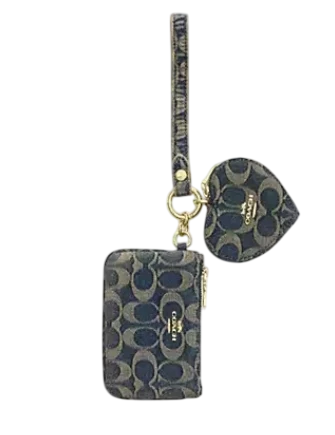 Coach Wristlet And Heart Pouch In Signature Regenerative Cotton Denim